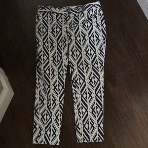 Banana Republic Navy and White Patterned Cropped Pants